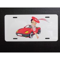 Betty Boop Metal License Plate Standing By Car Design